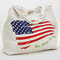 Patriotic American Beach USA Cotton Tote Bag Red W