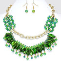 Multilayer Gold And Green  Necklace Bib Collar  Ch