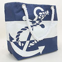 Nautical Beach Anchor Cruise Tote Bag Blue  And Wh