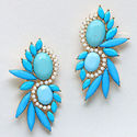 Spike Floral Shourouk Turquoise Gold Drop Earring