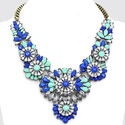  Ladies Statement Bouquet Bib Necklace Chain Blue 