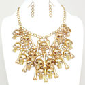 NewDesign Gold Skull Bone Bib Statement  Necklace 