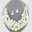 Designer Braided Multistrand Chunky Pearl Necklace