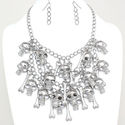 NewDesign Rhodium Skull Bone Bib Statement  Neckla