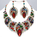 New Design Gold Multicolor Crystal Evening Necklac