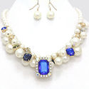 Wow Pearl Collar Bib Multicolor Blue Crystal Accen