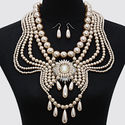 Elegant Multistrand Draped Pearl Opal Crystal Neck