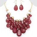 Gold Red Droplet  Collar Bib Necklace Pendant  Ear