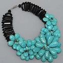 Semi Precious Chunky Turquoise Stone Silver  Black