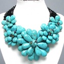 Semi Precious Chunky Turquoise Stone Silver  Black