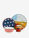 Americana Patriotic 16 Piece Ceramic China Dinnerw