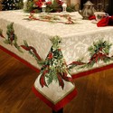 Christmas Holidays  Holly and  Ribbons Tablecloth