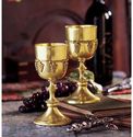 Solid Brass Harvest Of Grapes Wine Goblets Set Of 