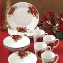 Holidays Poinsettia Dinnerware 12 Piece Set Servic