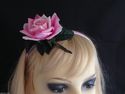 Single silk open Pink Rose Fascinator/Hairband, al