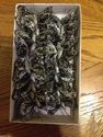 SFH2682/s 5cm Black & Silver Glittered feather But