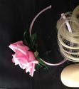 Single silk open Pink Rose Fascinator/Hairband, al