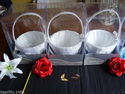 White Satin Flower Basket, Great for weddings avai