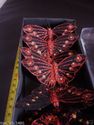FE3151 Red Glittered detail Cotton Butterflies New