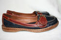 BORN LADIES NAVY & BROWN SIZE 8 SMOOTH LEATHER - B