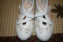 SKECHERS Size 9M Ivory Leather & Satin & embroider