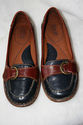 BORN LADIES NAVY & BROWN SIZE 8 SMOOTH LEATHER - B