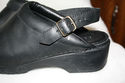 L.L.BEAN Ladies Mules Sz11.5 Black Leather W/Rubbe