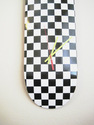 Black and White Checkered Skateboard Clock Deck