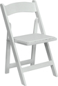 White Wood Folding Chair With Vinyl Padded Seat