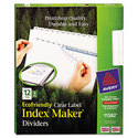 100% Recycled Index Maker Dividers  White 12-Tab  