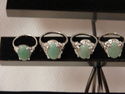 WOMEN GIRLS RINGS STONE PLATINUM PLATED RING JADE
