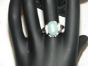 WOMEN GIRLS RINGS STONE PLATINUM PLATED RING JADE