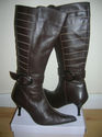 LADIES BROWN LEATHER STILLETO HEELED BOOTS SIZE 6/