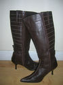 LADIES BROWN LEATHER STILLETO HEELED BOOTS SIZE 6/