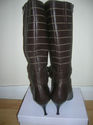 LADIES BROWN LEATHER STILLETO HEELED BOOTS SIZE 6/