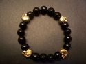Black Onyx Large Skull Bracelet Chrome Baby Hearts