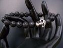 CHROME LAVA ROCK SKULL BABY KING HEARTS BRACELET