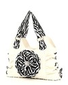 ZEBRA PATTERN RHINESTONE FLOWER ACCENT PURSE HANDB