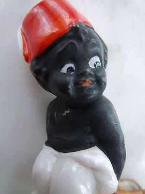 RARE Antique Black Boy Figurine Little Black Sambo Like Porcelain