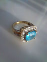 10K Gold Ring Blue Topaz Gemstone for  Repair or R