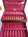 ROGERS STAINLESS Gold Plated Flatware 32 Piece Set