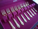 ROGERS STAINLESS Gold Plated Flatware 32 Piece Set
