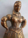 Crinoline Lady Figural Brass Bell w Legs & Feet Ri