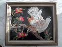 Vintage Crewel Embroidery Art Framed Bald Eagle & 