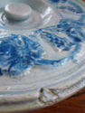 Rare Stoneware Crock Lid Blue & Gray Vineyard Grap