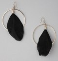 Black Feather Hoop Earrings