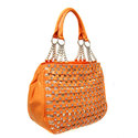 Cross Stripe Studded Handbag Orange