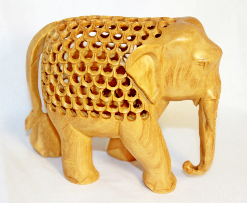 wooden indian elephant statue