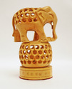 Handmade Wooden Undercut Jali Ball Elephant