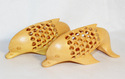 Handmade Wooden Sleeping Dolphin Pair Jali Cut/Car